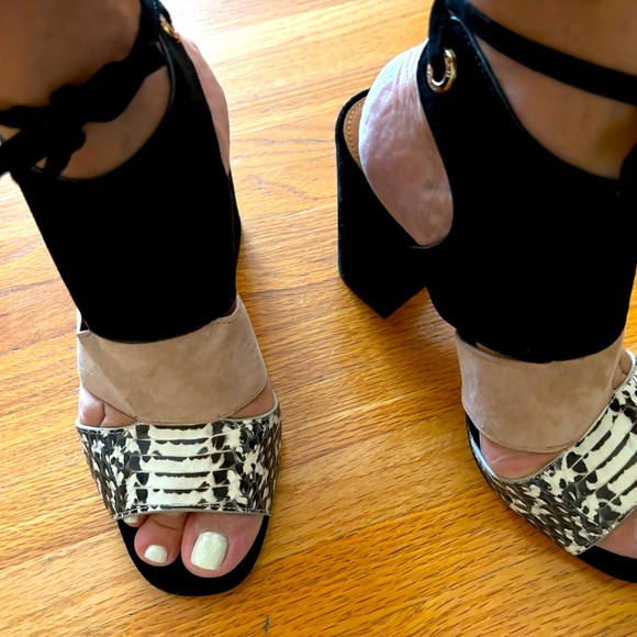 Minetta Land Heel Sandals snake/suede Black Black/White 9 - Picture 7 of 11